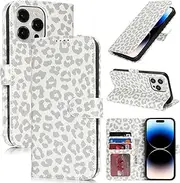 for iPhone 14 Pro Max Case Phone Leather Wallet with Card Holders Slots Magnetic Flip Cover Purse SunYoo Case ?tui Portefeuille Femmes Homme Coque Porte Feuille Carte for iPhone 14ProMax Leopard