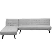 Sarantino 3 Seater Light Grey Corner Sofa Bed with Chaise Lounge