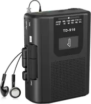 Portable Cassette Recorder Player Compact Vintage AM FM Tape Player Walkman Big