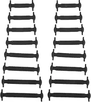 [Coolnice] Fashion Silicone Tieless Shoelace Elastic Flat No-Tie Perfect for Adult, Kids, Unisex Sneakers Runners Shoes & Boots - Waterproof & Super Easy To Clean Shoelaces Easy Pull & Lock - Black