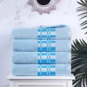 Larissa Cotton Bath Towel Set, Geometric Design, Dobby Border, Medium Weight ...