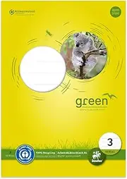 Staufen Green Worksheet Pad, DIN A4, Ruling Type 3 (14 Double Lines), 50 Sheets, Premium White 80 g/m² Recycled Paper, Pack of 1