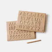 Double-sided alphabet tracing board - solid wood uppercase letters and patterns