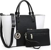 [MKP COLLECTION] MKP Women Two Tone Large Tote Bags Top Handle Satchel Handbags Purses Set 2pcs