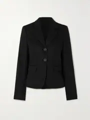 [Acne Studios] Acne Studios - Wool-blend Crepe And Ribbed-knit Blazer - Black - EU 36 EU 36 Black