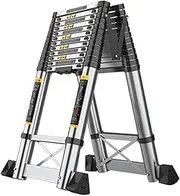 Ladders,Telesladder Aluminum Alloy Folding Ladder Extendable One-Button Retraction for Home Office Loft 330 Pound/150 Kg/10Ft/10Ft Ambitious