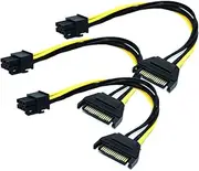 3 Pack 15-Pin SATA Male to 6 Pin PCI-Express Female Video Card Power Adapter Cable