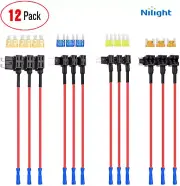 Nilight 12Pcs 12V Car Add-a-Circuit Fuse ATO ATC ATM APM Fuse Holder for Trucks