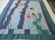Handmade Machine sewing cotton patchwork applique 46"x 54"quilt top