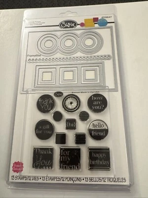 New Sizzix Framelits 13 Stamps Set Friendly Phrases OC15