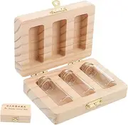 BESPORTBLE Wooden Fetal Hair Storage Box with Bottle Slots Keepsake Organizer for Teeth and Umbilical Cord Adorable Collection Box for Newborn Memories