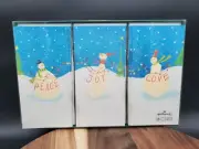 Hallmark Peace Joy Love Christmas Card New In Box 3 Designs Snowmen With Hats