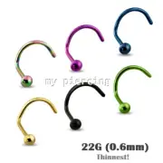 1pc. 22G - 2mm Dome Nose Screw Titanium Ion Plated 316L Surgical Steel Nose Stud