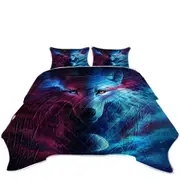 Where Light and Dark Meet Moon Wolf Coverlet