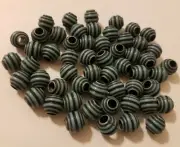50 pcs Lt Blue Corrugated Grooved Plastic Craft Jewelry Macrame Beads 12mm Round