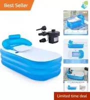 Puncture-Proof Inflatable Tub with Electric Pump & Pillow for Relaxing Spa Time