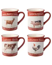 Certified International Vintage Farm Set of 4 Mugs