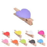 Home Decor, Mini Heart-Shaped Wood Clips for Photos, Papers, Clothes Pegs