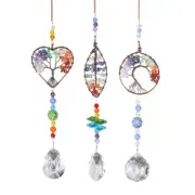 Metal Wind Chime Crystal Light Car Accessories Hanging Colorful for Living Room
