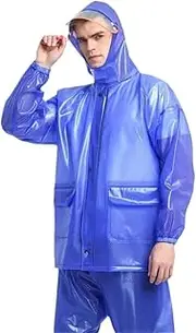 Rain Poncho Raincoat for Cycling Motorcycle Outdoor Hiking Split Waterproof Jacket and Pants Sets Raincoat Jacket (Color : Purple, Size : Large)
