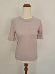 NEW $99 SABA MAYA Rib half sleeve Beige pink ribbed top size XXS Periwinkle