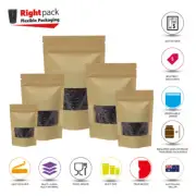 KRAFT PAPER BAG / WINDOW STAND UP POUCH ZIP LOCK RESEALABLE HEAT SEAL DISPLAY
