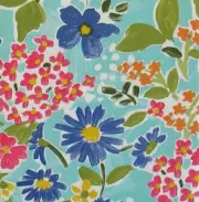 52 Square Watercolor Summer Flowers on The Water Vinyl Flannel Tablecloth Elrene