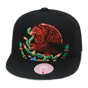Mitchell & Ness Cropped Eagle Snapback Hat Adjustable Cap - Black/Mexican Flag
