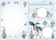 Writing Paper Set Letter Pad with Envelope for Boys Children Knight Children's Motif Letter Paper Pad Lined (A5 Pad with 25 Sheets + 15 Envelopes)