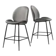 Bar Stools Kitchen Stool Chairs Barstool Dining Chair Velvet Metal Grey