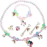 [OATIPHO] Unique Unicorn Necklace Bracelet Earring Set Boys and Girls' Creative Jewelry for Play Dress up