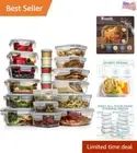 35 Pc Set Glass Food Storage Containers with Lids - Meal Prep Airtight Glass ...