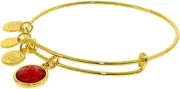 NEW ALEX AND ANI JULY RUBY BIRTHSTONE YELLOW GOLD BANGLE WITH TAGS AND BOX