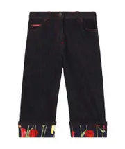 Dolce Gabbana Kids Floral Printed Turn-Up Hem Jeans 10Y,12 Black
