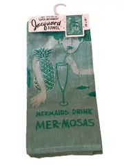 Primitives By Kathy Dish Towel Marmosas Jacquard Mermaid Mimosa Aqua 20 x 28