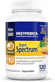 Enzymedica Digest Spectrum, Enzymes for Multiple Food Intolerances, Breaks Down Problem Foods, 120 Capsules (FFP)