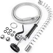 Commercial Sink Sprayer with 60" Flexible Stainless Steel Hose & Pre Rinse Spring, Spray Valve with Commercial Faucet Flexible Hose and Pre-Rinse Overhead Spring for Commercial Sink Faucet (Black)