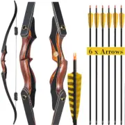 Archery 60" Takedown Recurve Bow 30-50lbs OR 6pcs Real Feathers Arrow Hunting