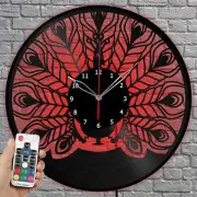 LED Vinyl Clock Peacock LED Light Vinyl Record Wall Clock Home Decor 1756
