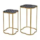 Blue Top Nested Tables - Large 19 inch Height & Small 16 inch Height - Set of 2