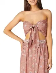 Tigerlily - Aurora Ember Tie Front Shirred Crop Top NWT RRP$129