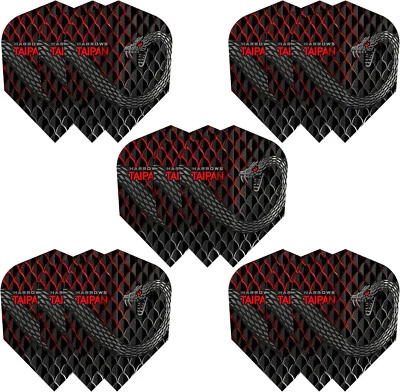 5 Sets (15) Dart Flights Harrows Taipan Standard Shape Extra Strong Red Black