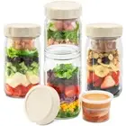 4 Pack Glass Salad Jars with Lids Meal Prep, Leakproof Container for Lunch, T...