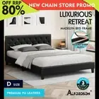 ALFORDSON Bed Frame Double Size Wooden Base Platform Leather Black MADELYN