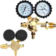 KLLsmDesign Nitrogen Helium Regulator 0-800PSI Delivery Pressure CGA580 Inlet，1/4 In Male Flare Outlet Connection, Full Brass Body with Heavy Duty Handle for HVAC Purge