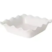 NWOB Emile Henry Made in France Ruffled Square Baker, 9.5", Flour