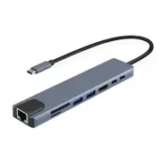 8 in 1 USB C Hub, Multi Port Adapter with SD TF Card Slot, 4K HDMI and 100W PD, USB C Port, Suitable for Docking Stations of Dell/Surface/HP/Lenovo Laptops