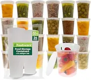 [Freshware] 24-Pack 32 oz Plastic Food Storage Containers with Airtight Lids - Restaurant Deli Cups, Foodsavers, Baby, Bento Lunch Box, 21 Day Fix, Portion Control, and Meal Prep Containers