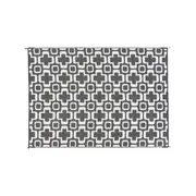 Outdoor Rug / Camping Mat - Funky Retro Flowers Grey And White