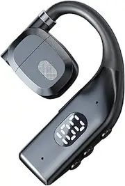 Wireless Earbuds with Earhooks | Wireless Earbuds Wrap Around Ear | Waterproof Noise Cancelling Earpiece with Battery Display for Working Running Gym Swimming Fitness Motorcycle Women